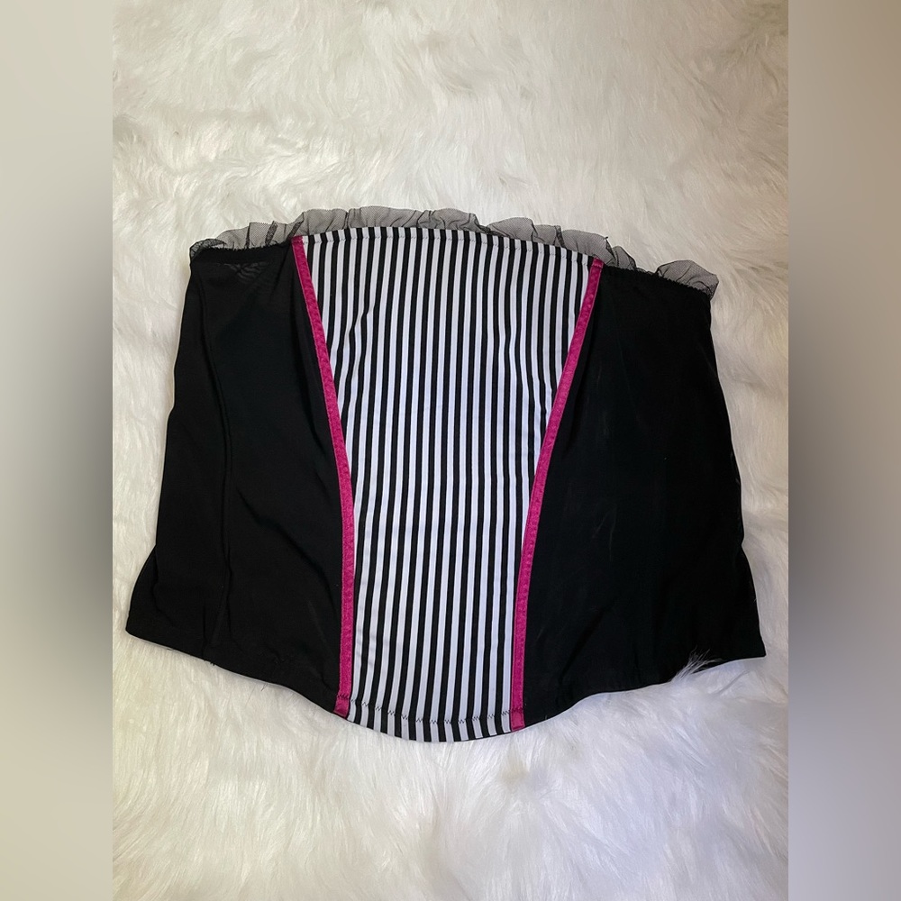 Black and White Corset with Pink Accents
